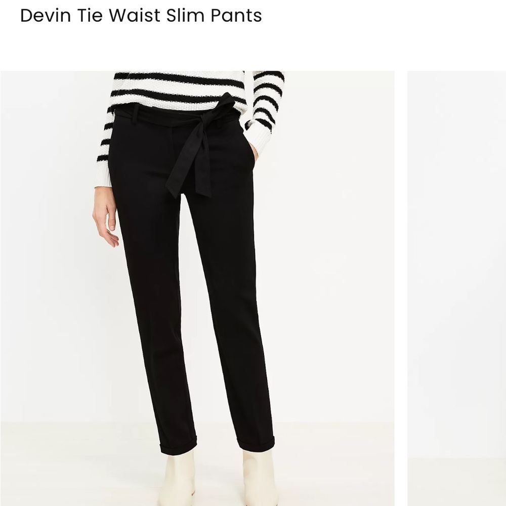 LOFT Black Paperbag Ankle Pants with Tie Waist